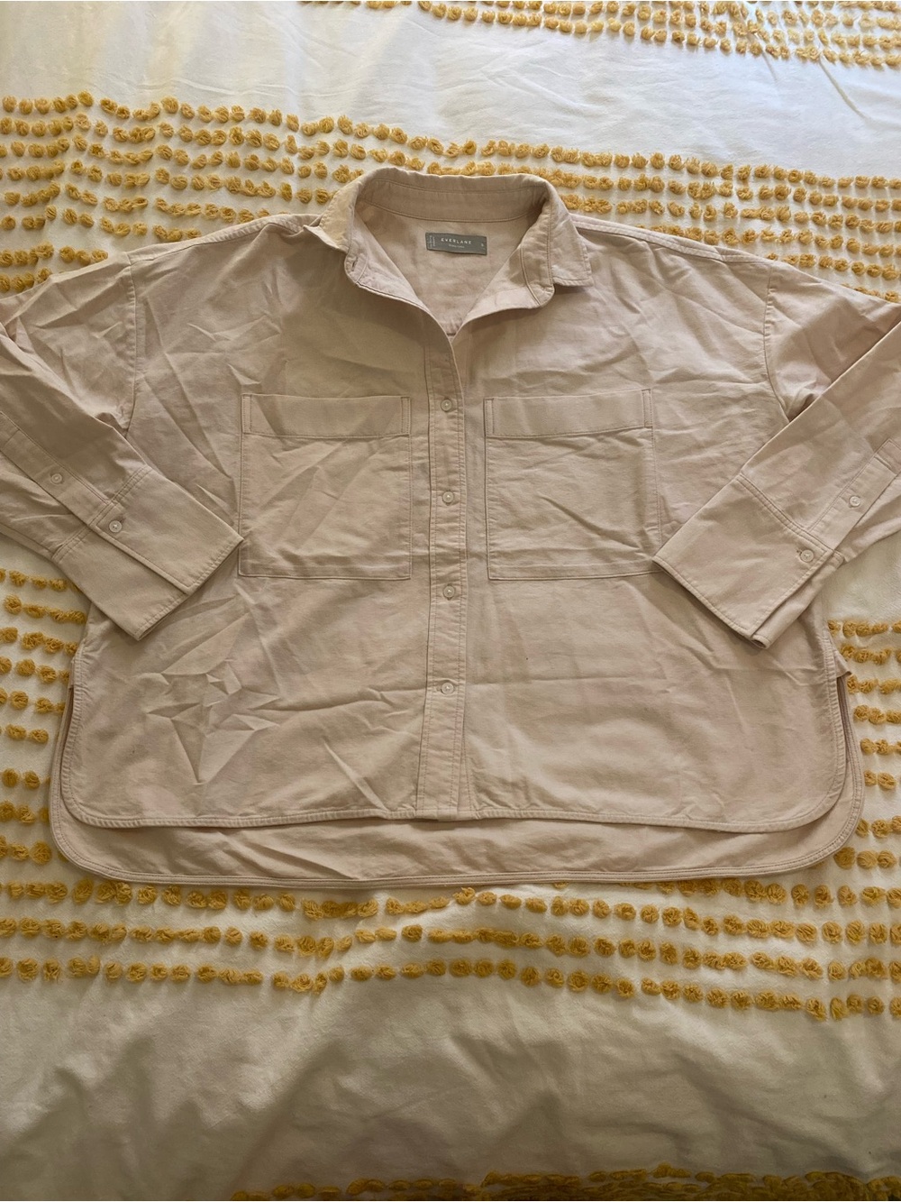 Everlane Pale Beige Button-Front Cotton Shirt Jacket